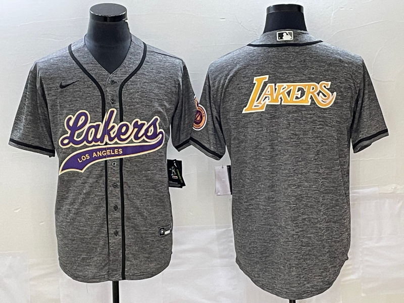 Nike 2023 Men Los Angeles Lakers Blank Grey NBA Jersey style 3->los angeles lakers->NBA Jersey